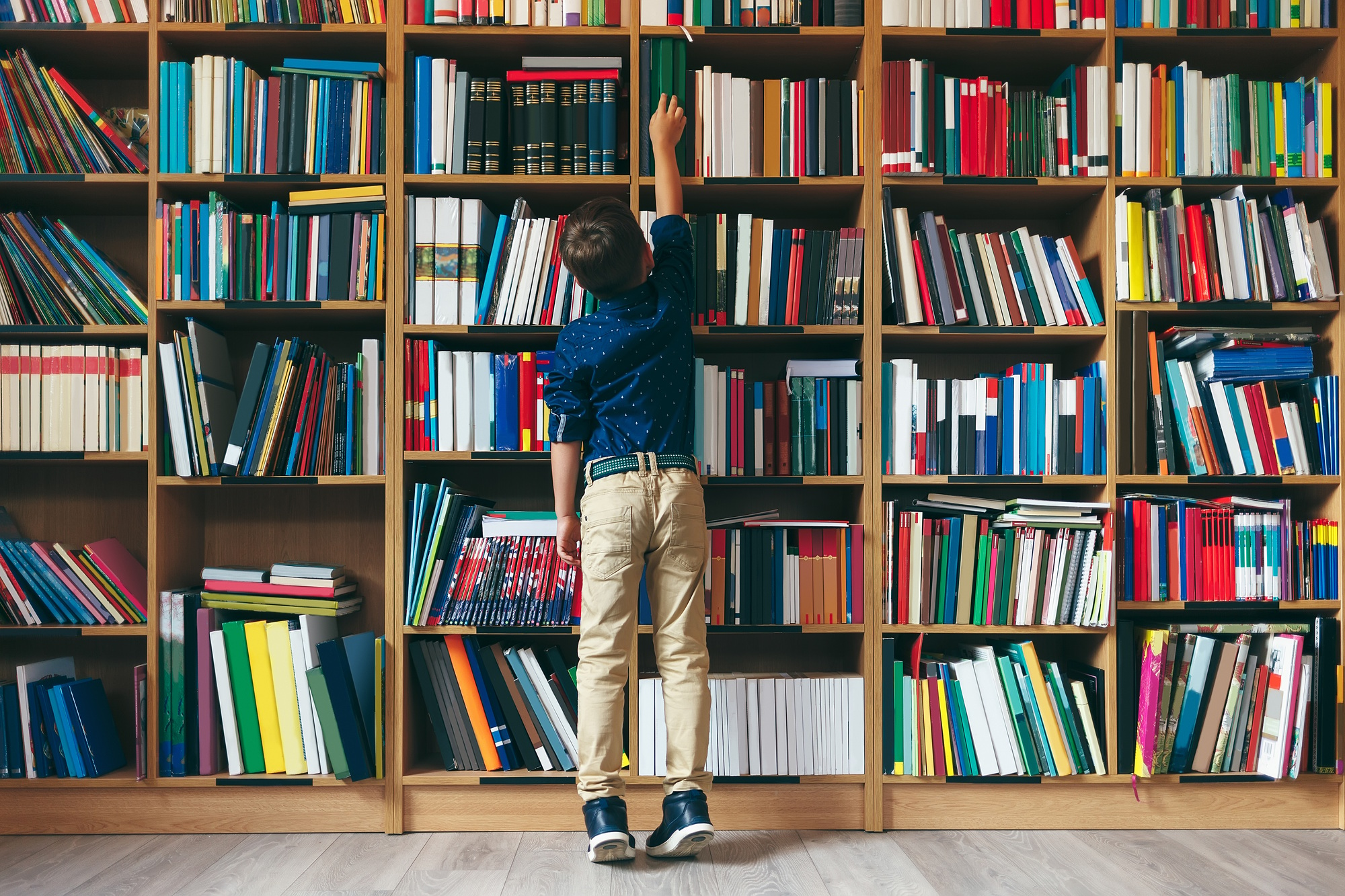 Boy in bookstore